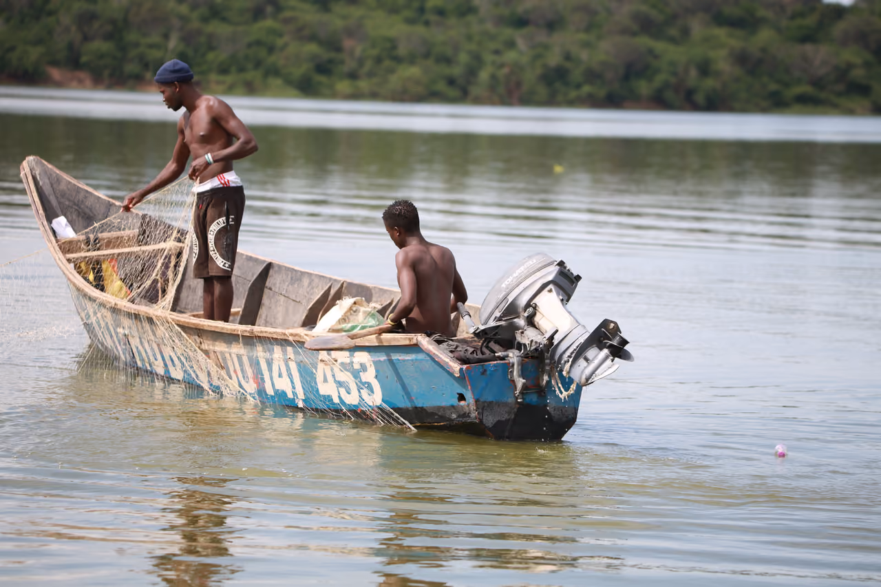 Boat safari on a Ugandan waterway